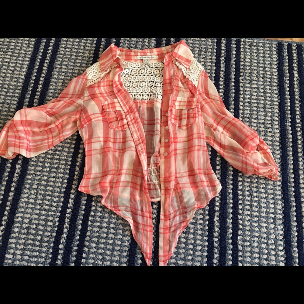 Sheer cropped flannel